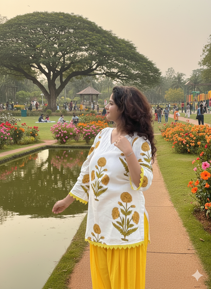 Sunflower Charm Cotton Kurti