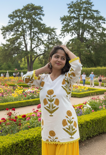 Sunflower Charm Cotton Kurti
