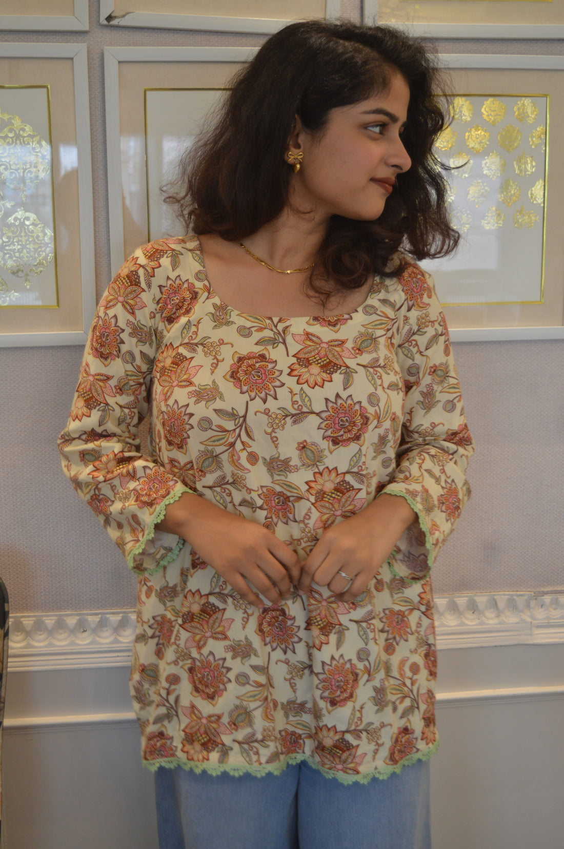 Autumn Blossom Cotton Kurti✨